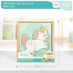 Mr. Wonderful|Puzzle Infantil de Madeira Mr. Wonderful Unicórnio + 3 anos 3 Peças (12 Unidades)