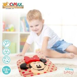 Disney|Puzzle Infantil de Madeira Disney Minnie Mouse + 12 Meses 6 Peças (12 Unidades)