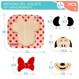 Disney|Puzzle Infantil de Madeira Disney Minnie Mouse + 12 Meses 6 Peças (12 Unidades)