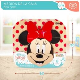 Disney|Puzzle Infantil de Madeira Disney Minnie Mouse + 12 Meses 6 Peças (12 Unidades)