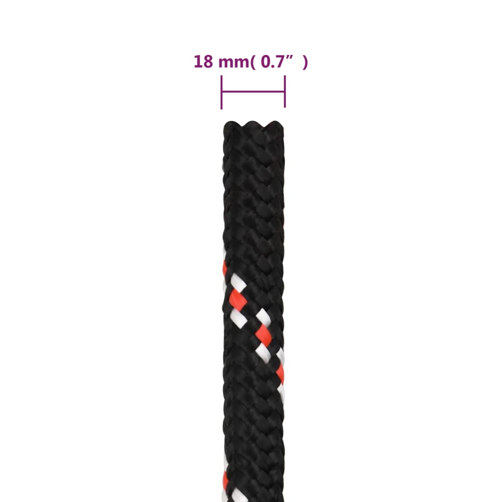 vidaXL Corda de barco 18 mm 100 m polipropileno preto