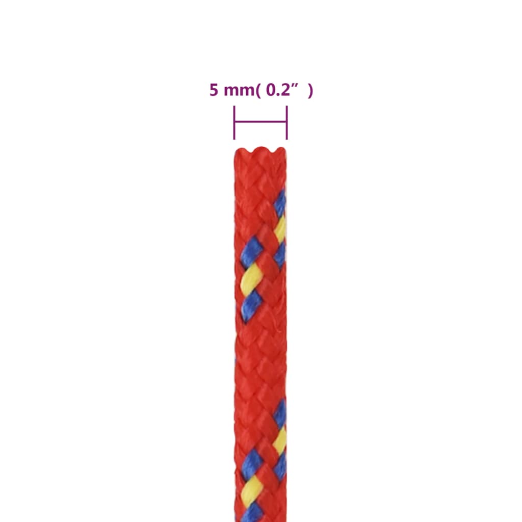 vidaXL Corda de barco 5 mm 25 m polipropileno vermelho