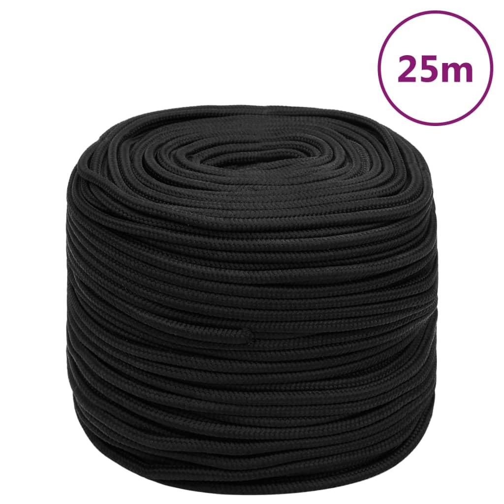 vidaXL Corda de barco 10 mm 25 m polipropileno preto completo