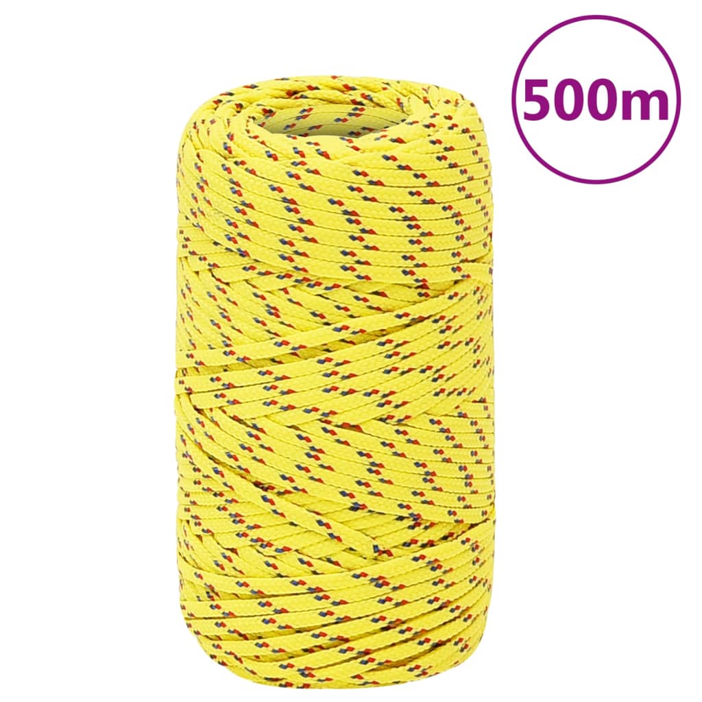 vidaXL Corda de barco 2 mm 500 m polipropileno amarelo