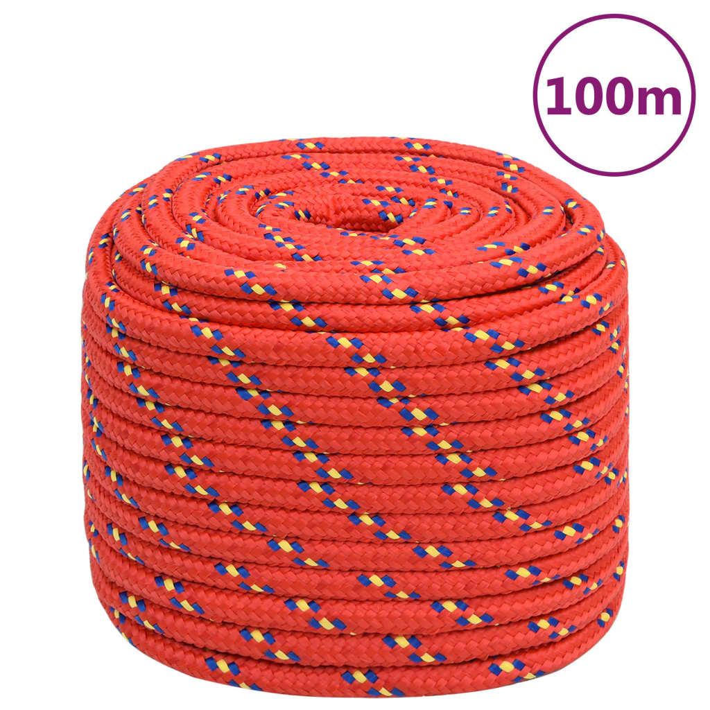 vidaXL Corda de barco 16 mm 100 m polipropileno vermelho