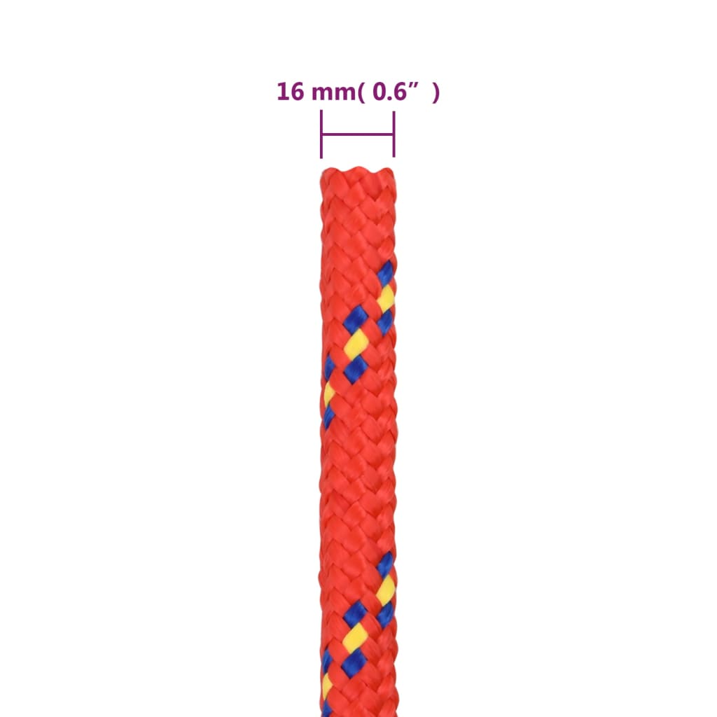 vidaXL Corda de barco 16 mm 100 m polipropileno vermelho