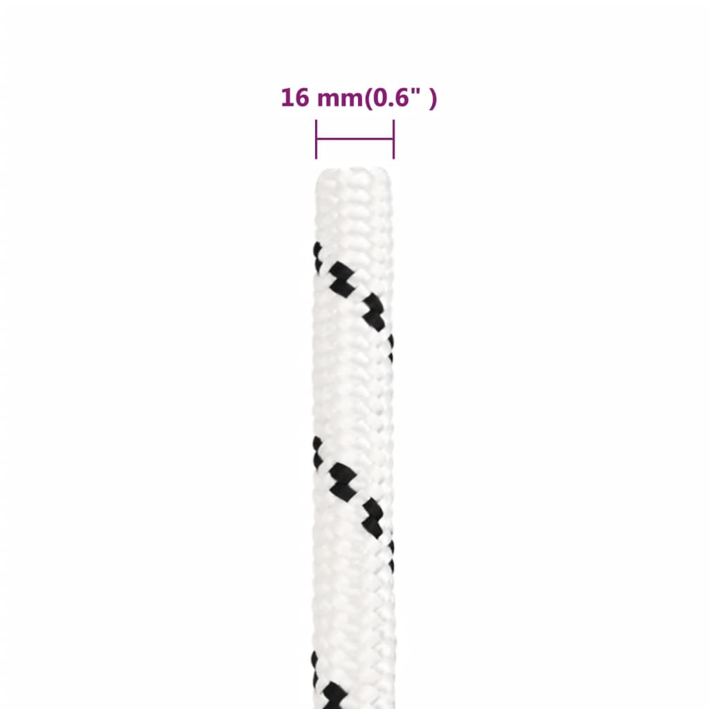 vidaXL Corda de trabalho 16 mm 100 m poliéster branco