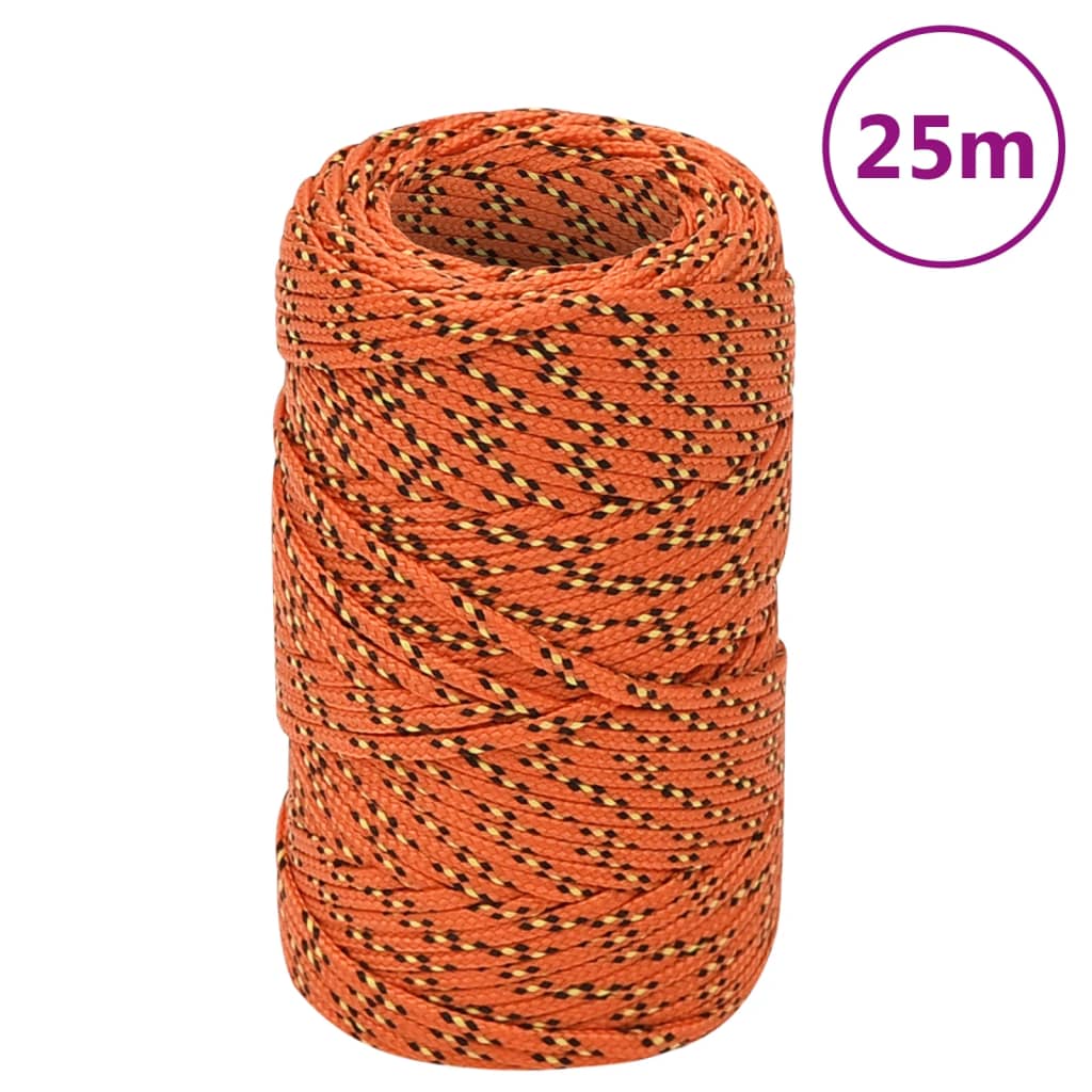 vidaXL Corda de barco 2 mm 25 m polipropileno laranja