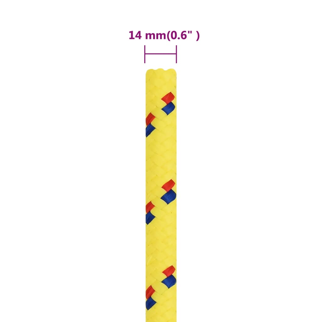 vidaXL Corda de barco 14 mm 100 m polipropileno amarelo