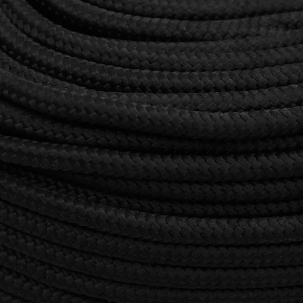 vidaXL Corda de trabalho 6 mm 250 m poliéster preto