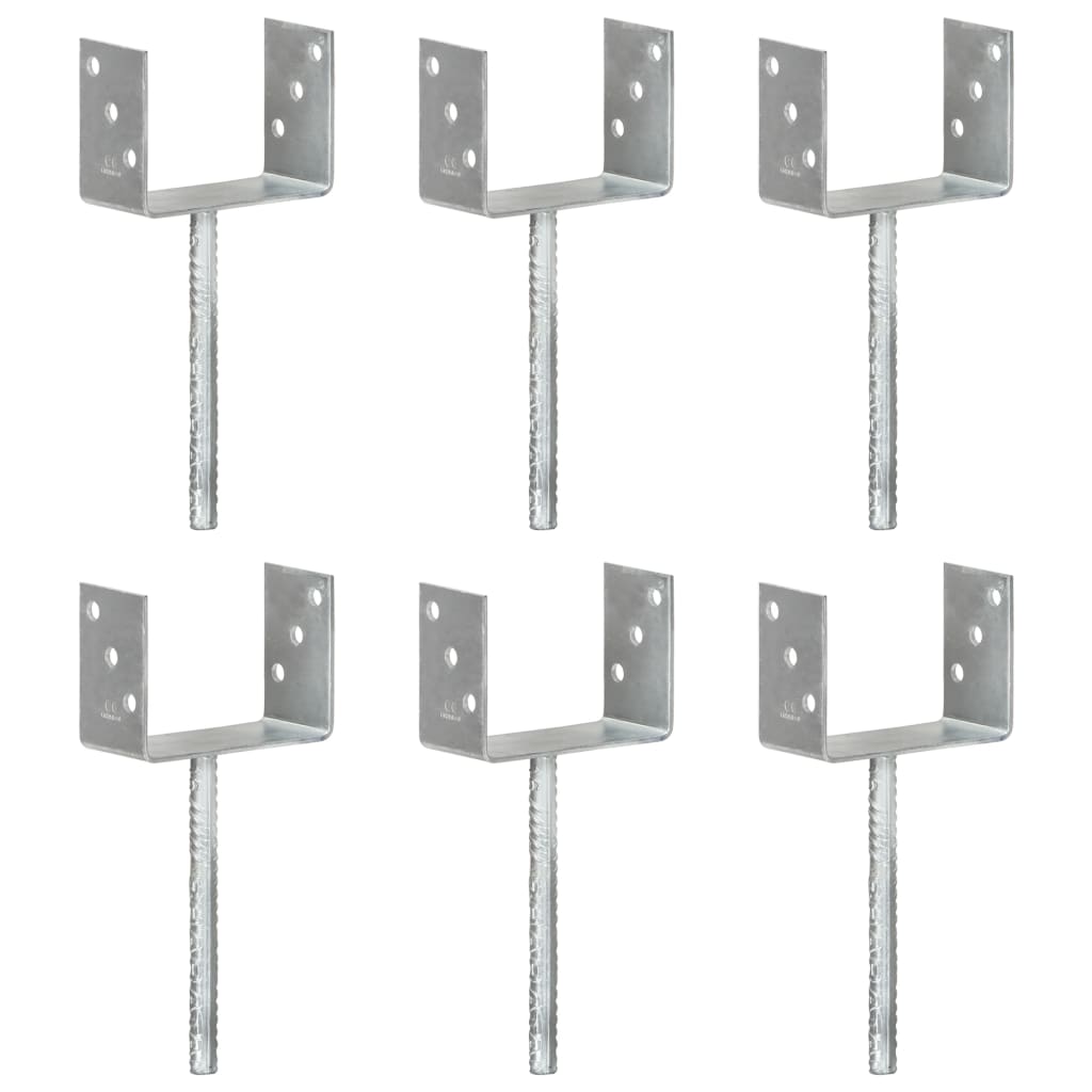 vidaXL Âncoras de vedação 6 pcs 14x6x30 cm aço galvanizado prateado