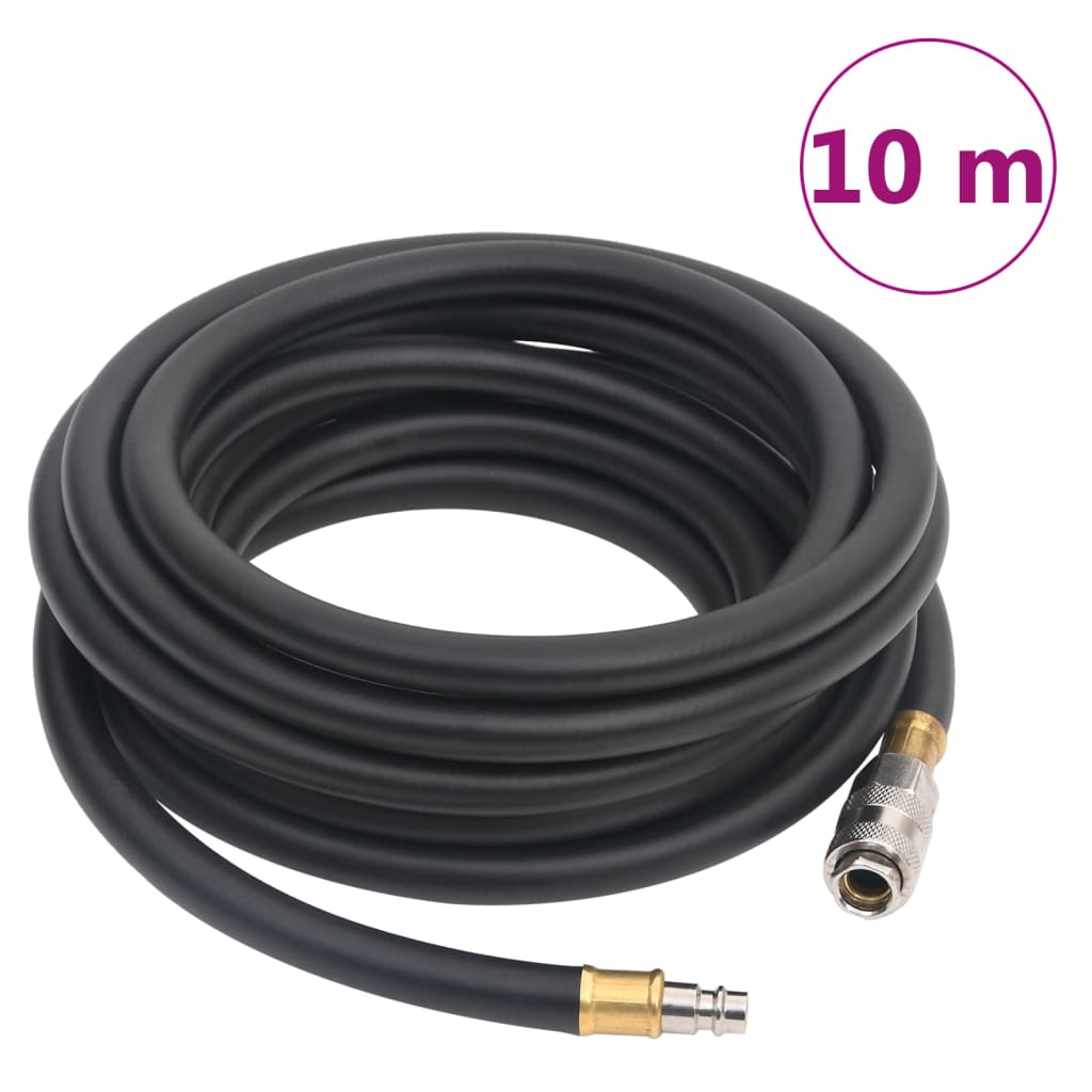 vidaXL Mangueira de ar híbrida 0,6" 10 m borracha e PVC preto