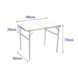 Marbueno|Mesa Dobrável Marbueno Alumínio D25 Sortida Camping e Praia 90X60X39/70 cm 10031