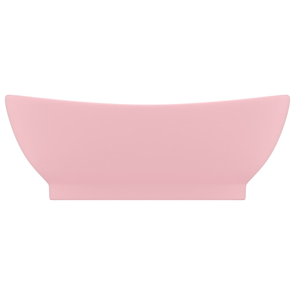 vidaXL Lavatório luxuoso oval 58,5x39 cm cerâmica rosa mate