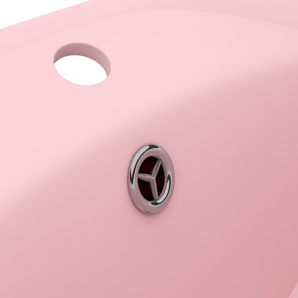 vidaXL Lavatório luxuoso oval 58,5x39 cm cerâmica rosa mate