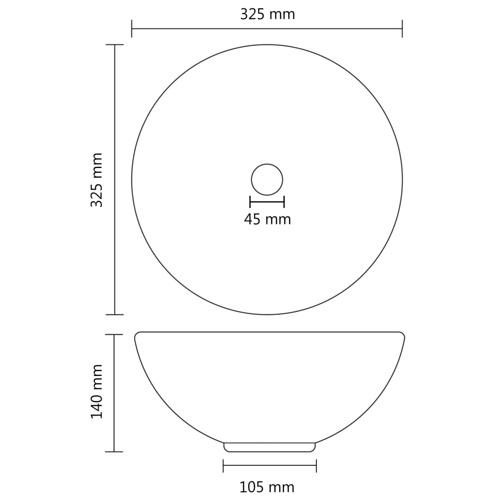 vidaXL Lavatório WC luxuoso redondo 32,5x14cm cerâmica azul mate