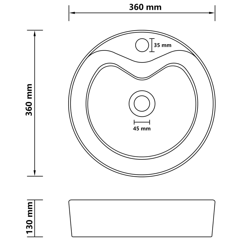 vidaXL Lavatório c/ extravasamento 36x13cm cerâmica castanho-esc. mate