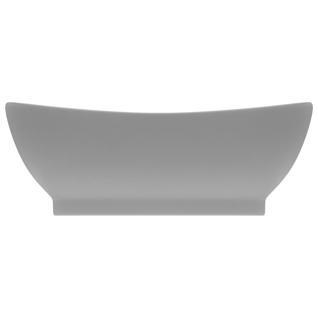 vidaXL Lavatório luxuoso oval 58,5x39 cm cerâmica cinza-claro mate