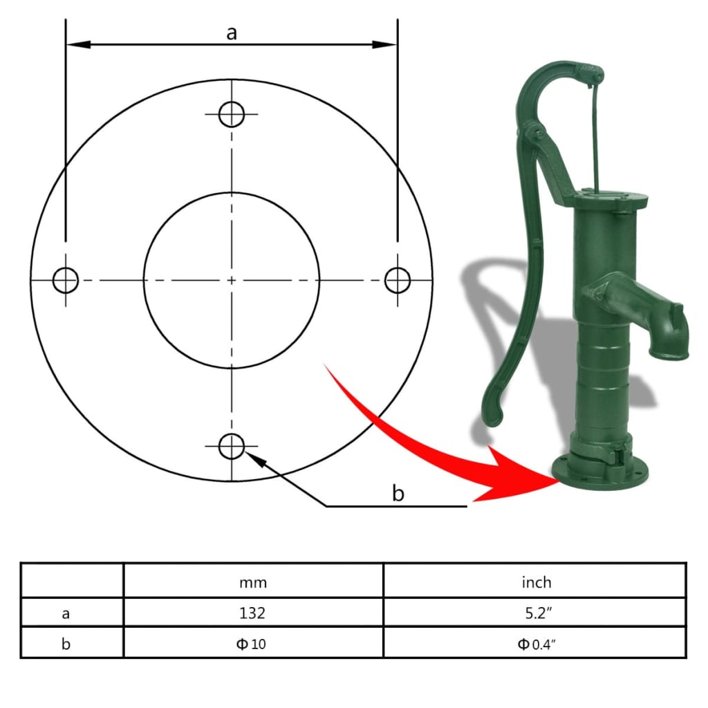 vidaXL Bomba de água manual para jardim em ferro fundido