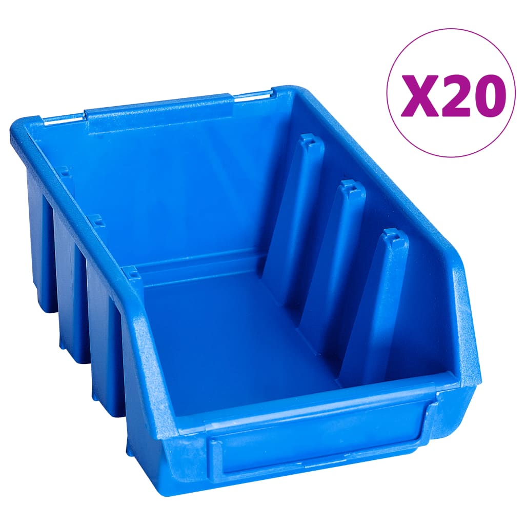 vidaXL Caixas de arrumação empilháveis 20 pcs plástico azul