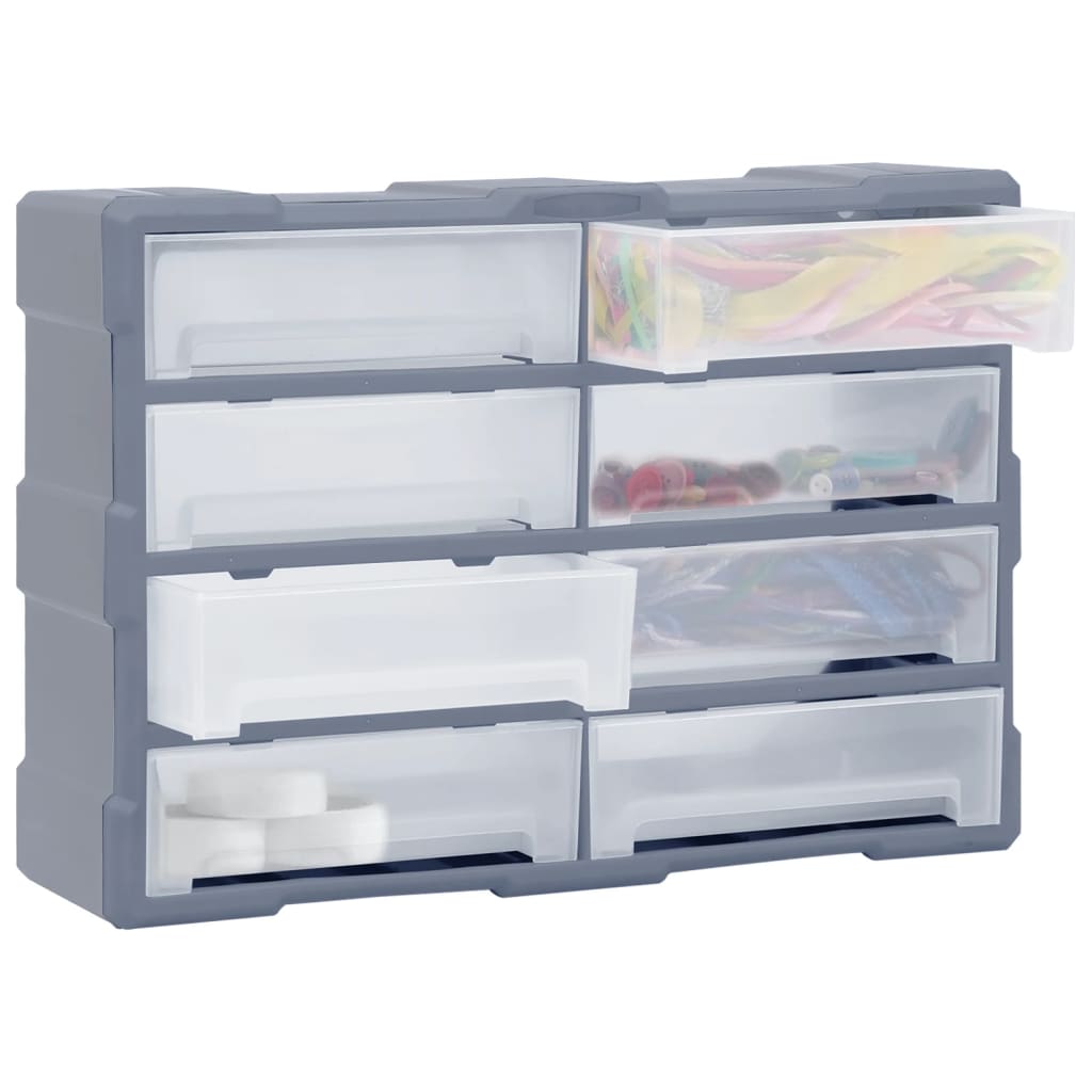 vidaXL Caixa organizadora com 8 gavetas grandes 52x16x37 cm