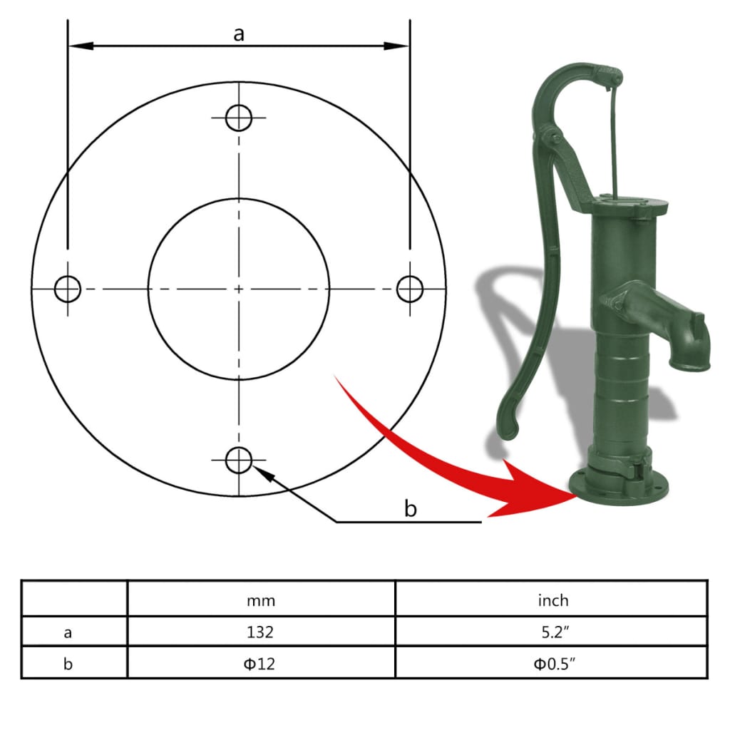 vidaXL Bomba de água para jardim com suporte de ferro fundido