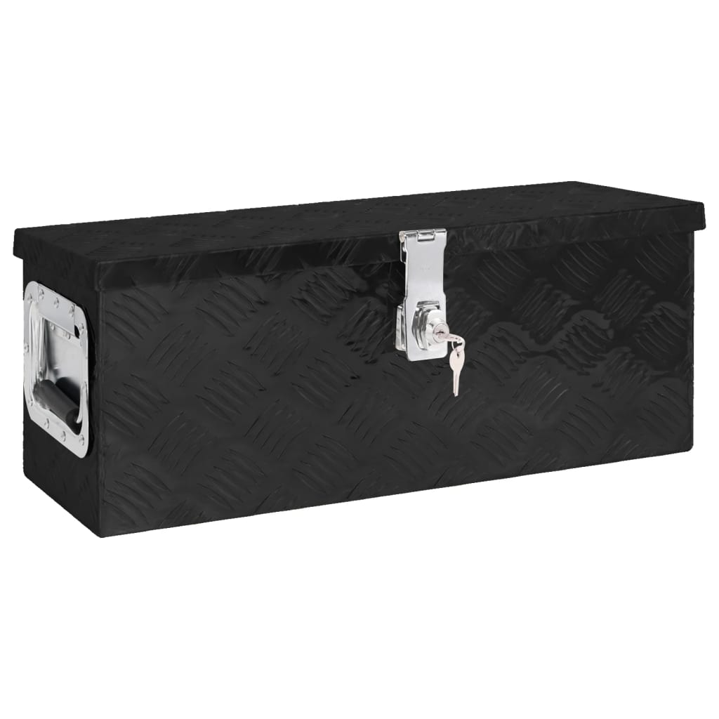 vidaXL Caixa de arrumação 60x23,5x23 cm alumínio preto