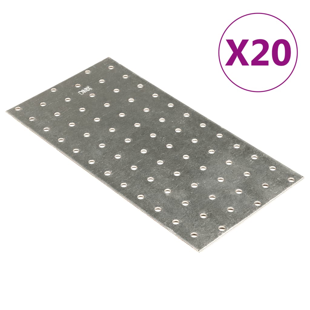 vidaXL Chapas perfuradas 20 pcs 2 mm 240x120 mm aço galvanizado