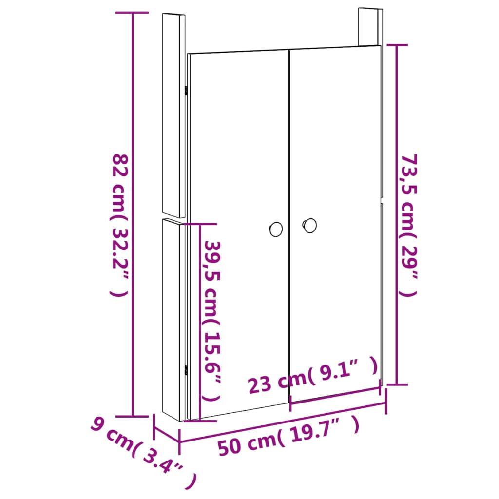 vidaXL Portas de cozinha p/ exterior 2 pcs 50x9x82 cm madeira douglas