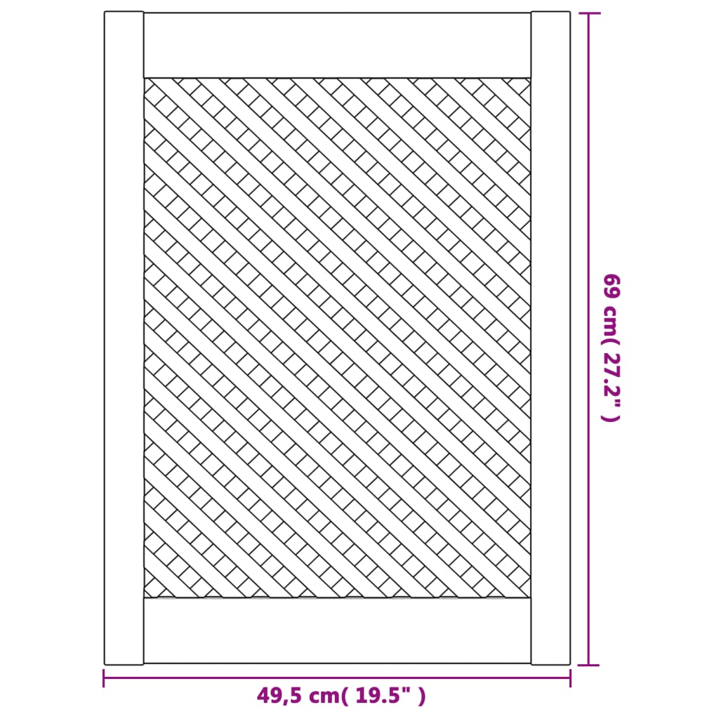 vidaXL Portas de armário design treliça 2 pcs 49,5x69 cm pinho maciço