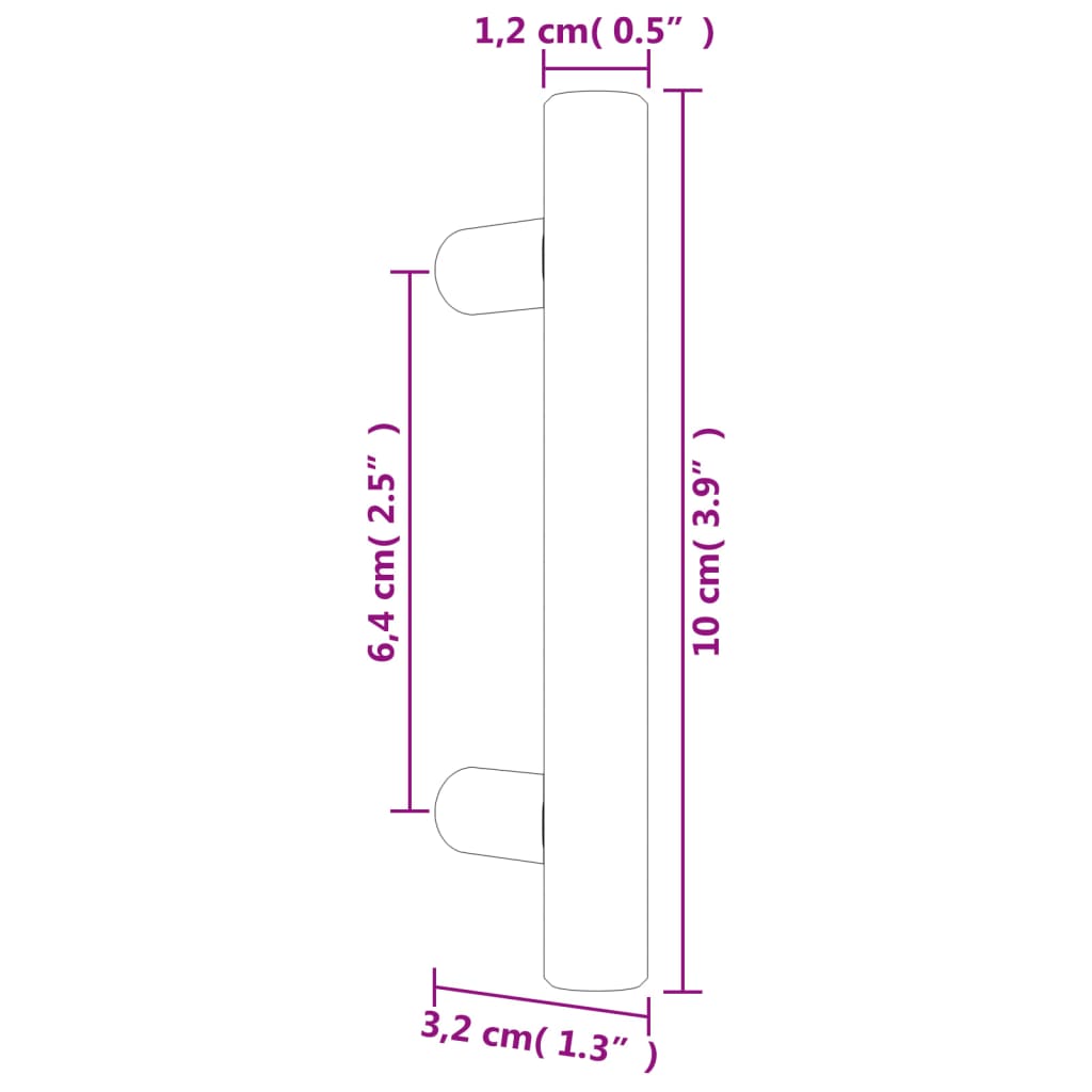 vidaXL Puxadores para móveis 10 pcs 64 mm aço inoxidável prateado