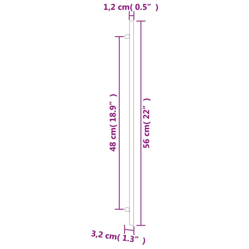 vidaXL Puxadores para móveis 5 pcs 480 mm aço inoxidável prateado