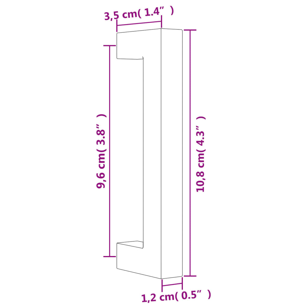 vidaXL Puxadores para móveis 10 pcs 96 mm aço inoxidável prateado