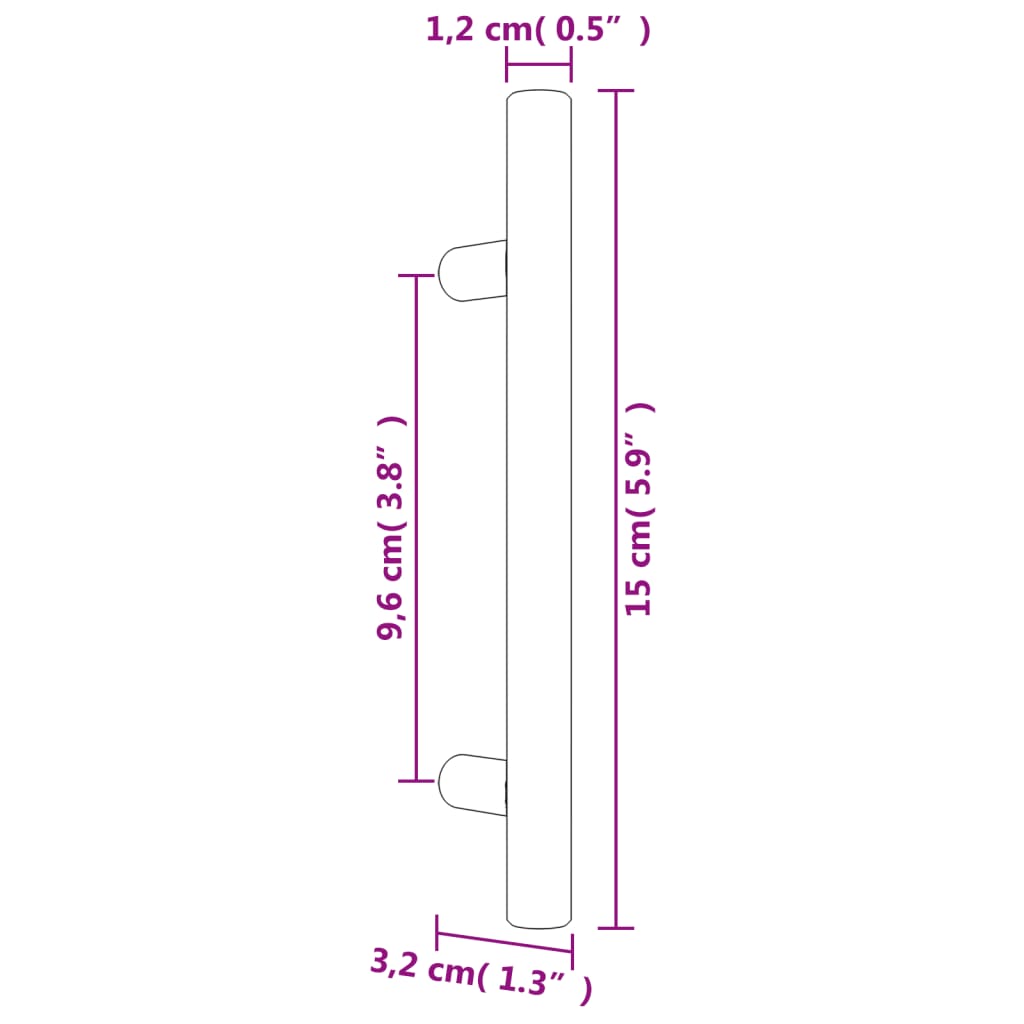 vidaXL Puxadores para móveis 20 pcs 96 mm aço inoxidável preto