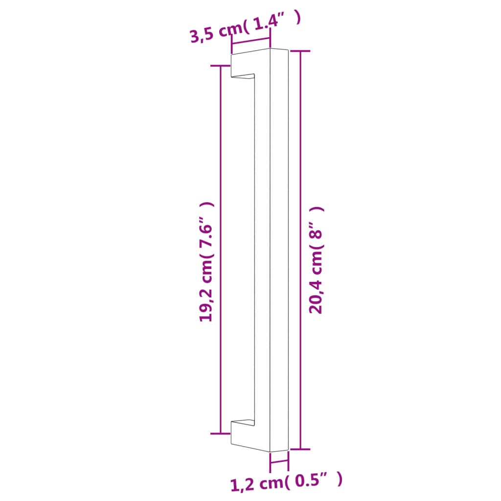 vidaXL Puxadores para móveis 10 pcs 192 mm aço inoxidável prateado