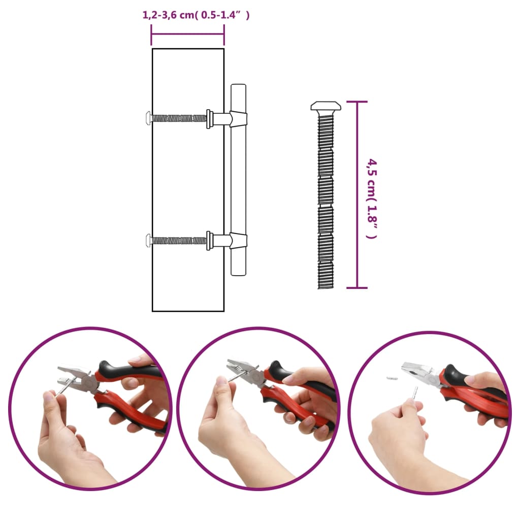 vidaXL Puxadores para móveis 20 pcs 96 mm aço inoxidável preto