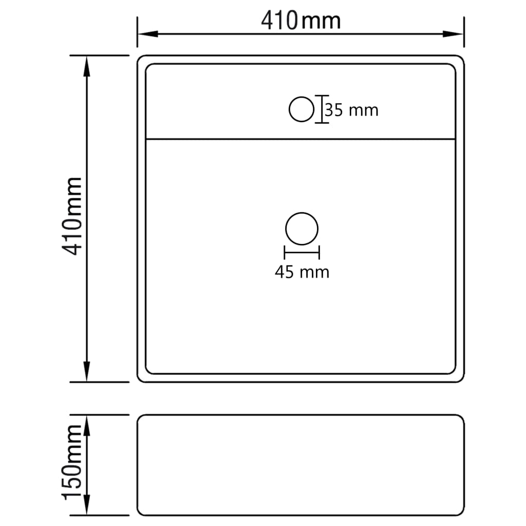 vidaXL Lavatório luxuoso quadrado 41x41 cm cerâmica cinza-escuro mate