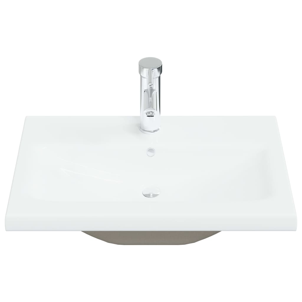 vidaXL Lavatório embutido c/ torneira 61x39x18 cm cerâmica branco