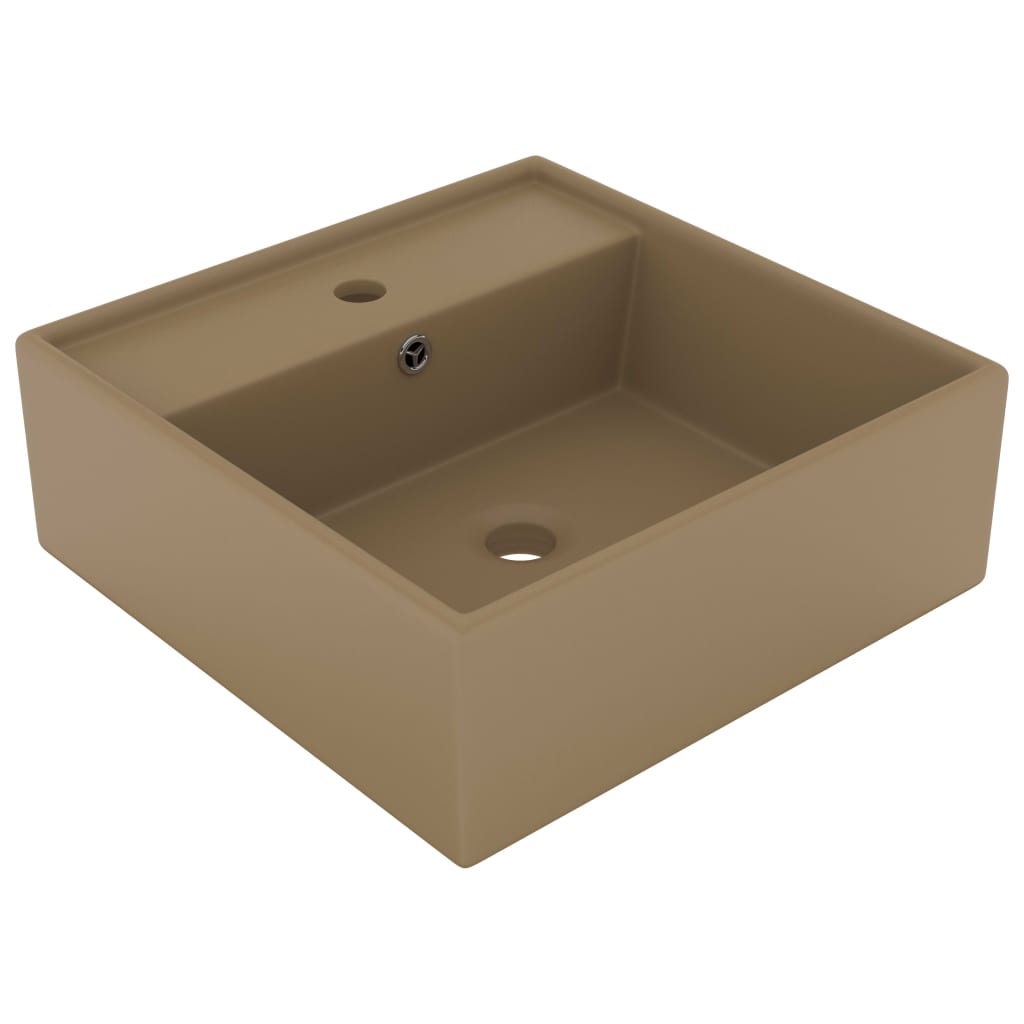 vidaXL Lavatório luxuoso quadrado 41x41 cm cerâmica creme mate