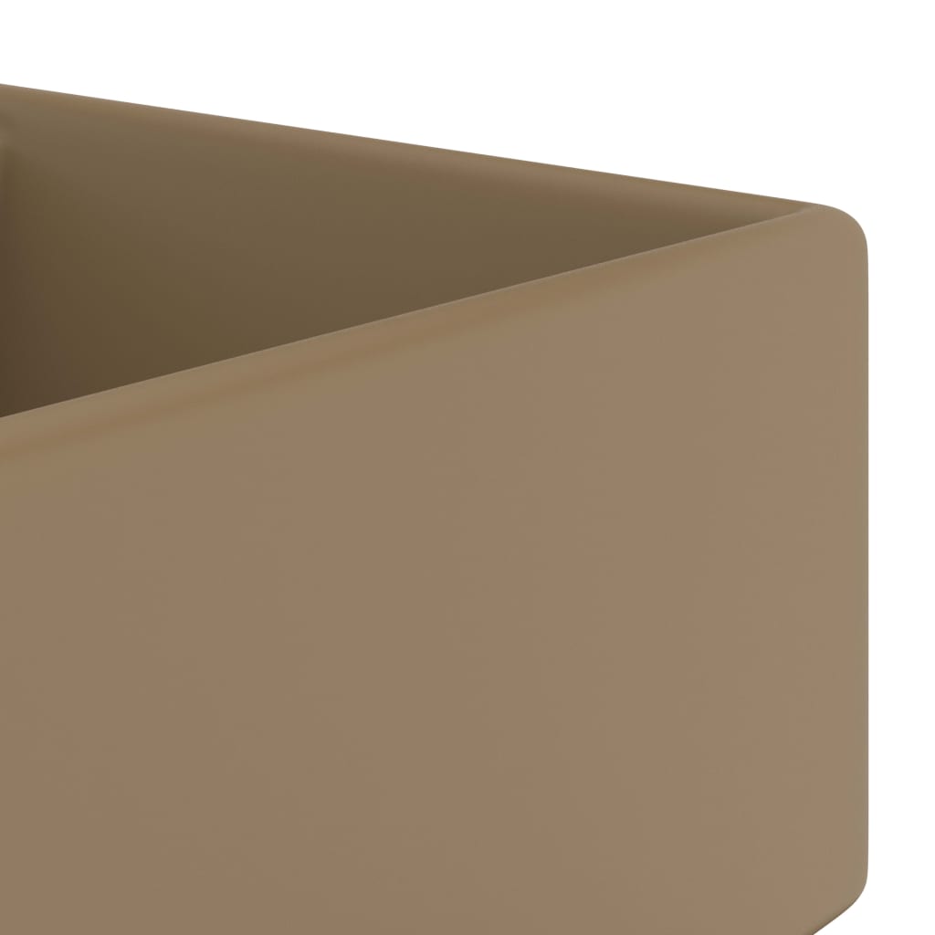 vidaXL Lavatório luxuoso quadrado 41x41 cm cerâmica creme mate