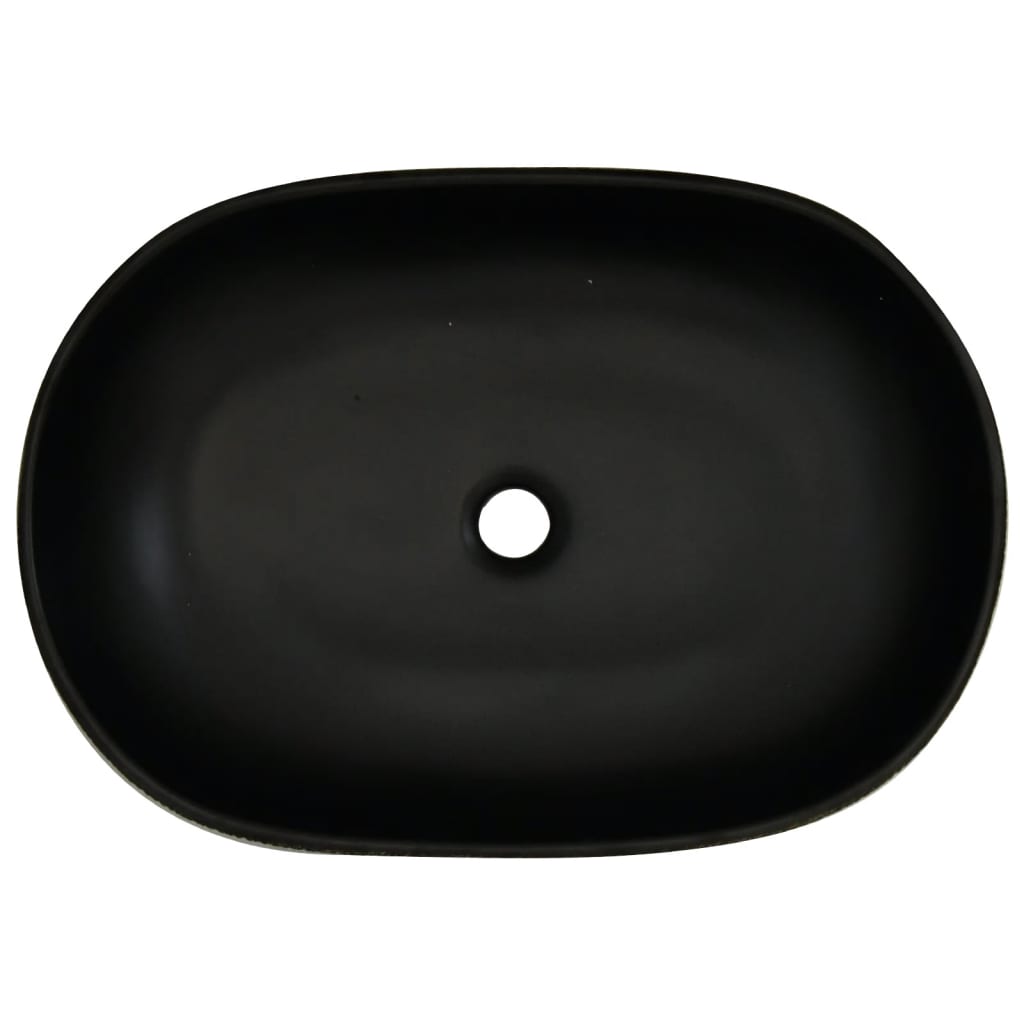 vidaXL Lavatório de bancada oval 59x40x14 cm cerâmica cinza e preto