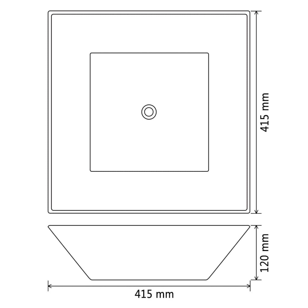 vidaXL Lavatório quadrado branco cerâmica 41,5x41,5x12 cm