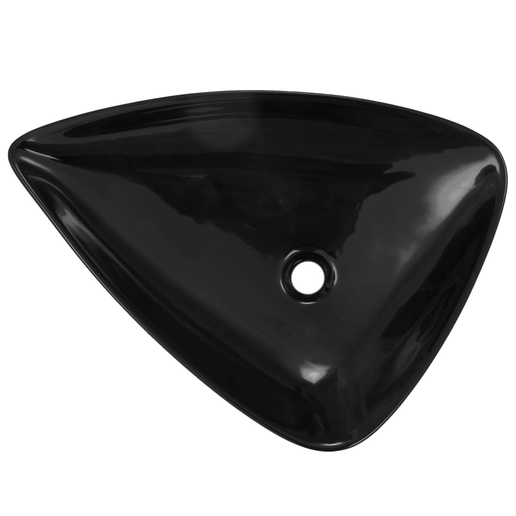 vidaXL Lavatório em cerâmica 645x455x115 mm preto triangular