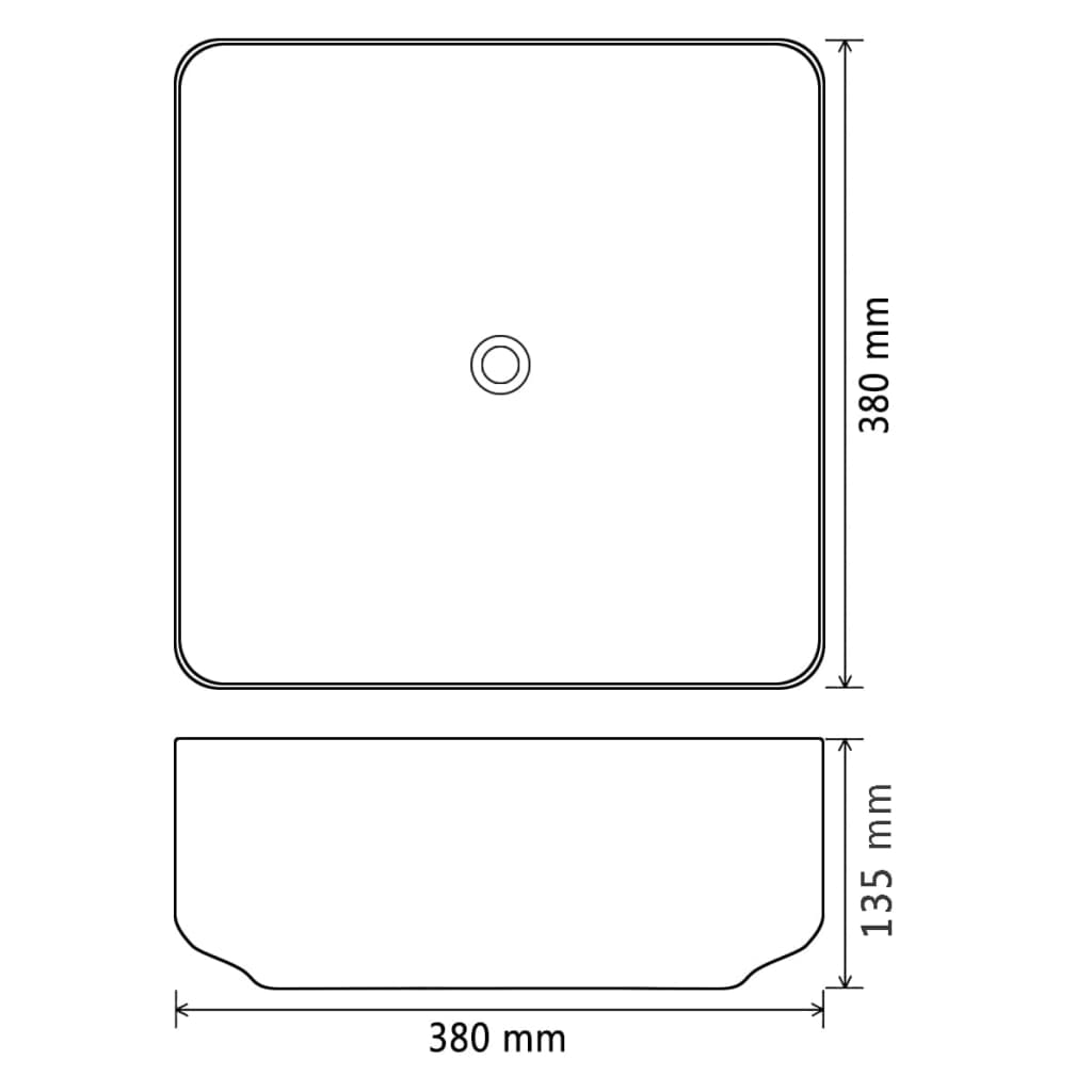 vidaXL Lavatório de cerâmica 38x38x13,5 cm quadrado preto