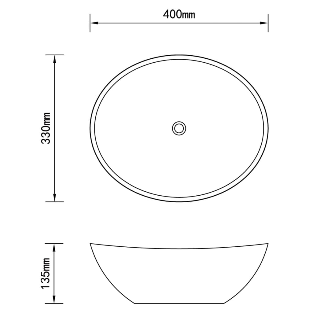 vidaXL Lavatório luxuoso formato oval 40x33 cm cerâmica branco mate