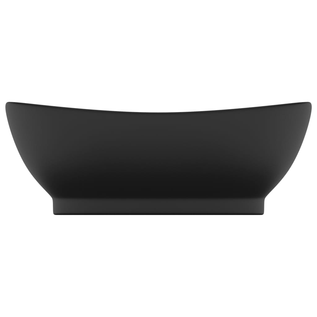 vidaXL Lavatório luxuoso oval 58,5x39 cm cerâmica preto mate