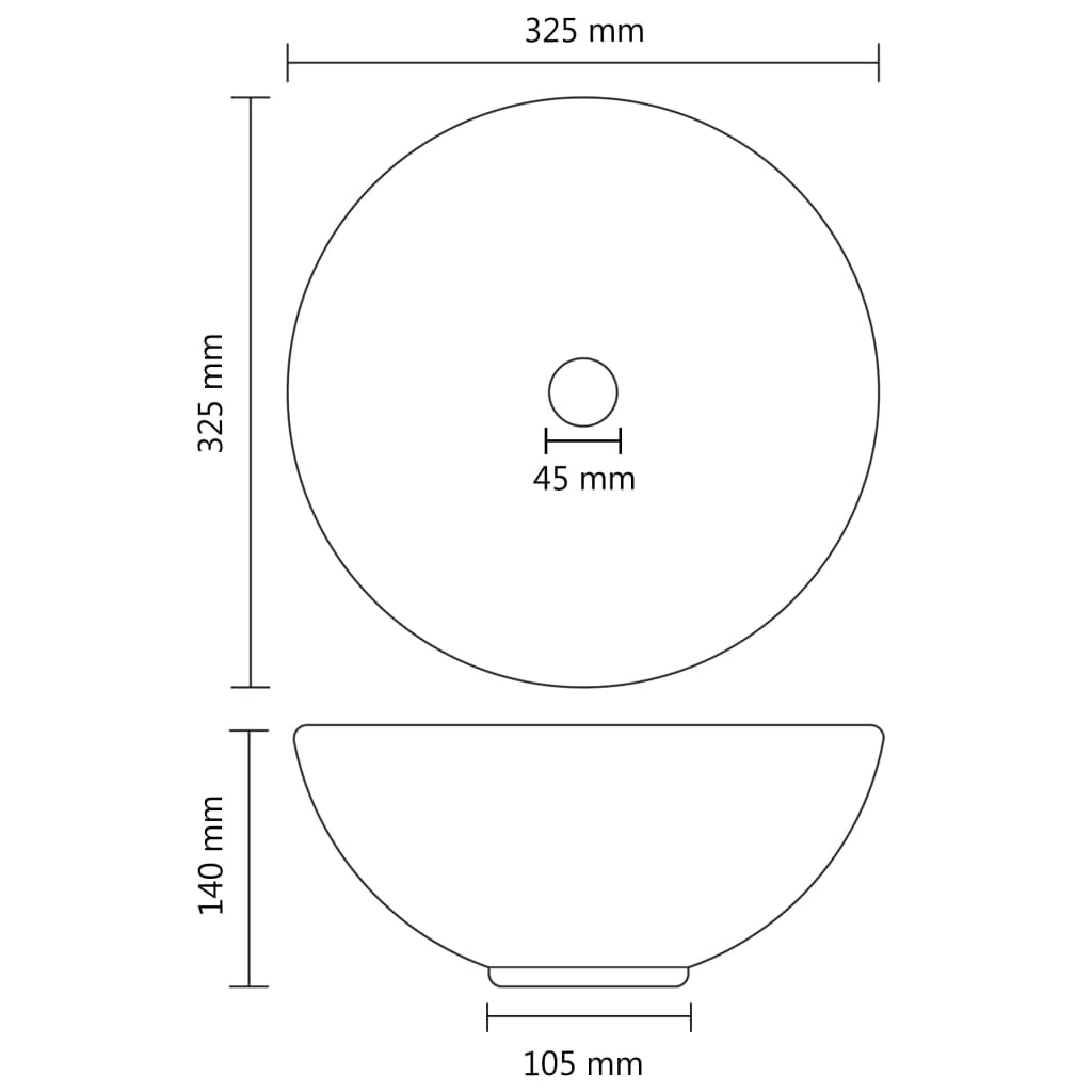 vidaXL Lavatório WC luxuoso redondo 32,5x14cm cerâmica azul mate