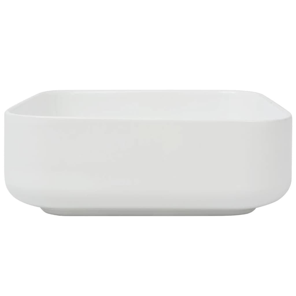 vidaXL Lavatório quadrado branco cerâmica 39x39x13,5 cm