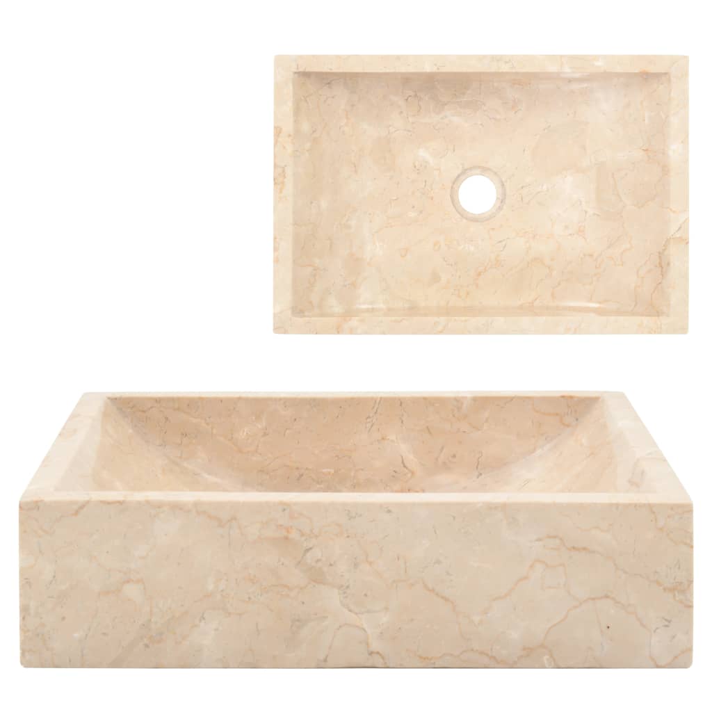 vidaXL Lavatório 45x30x12 cm mármore creme brilhante