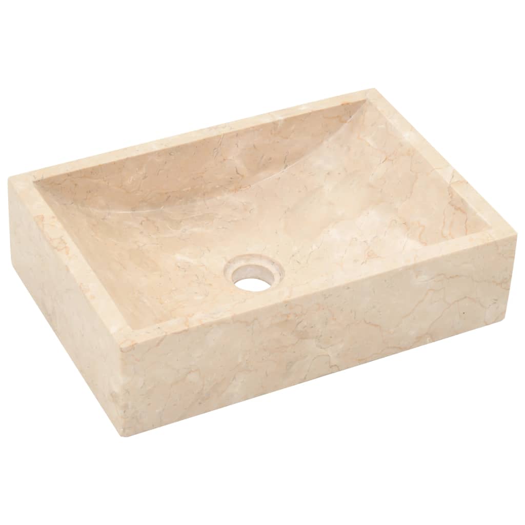 vidaXL Lavatório 45x30x12 cm mármore creme brilhante